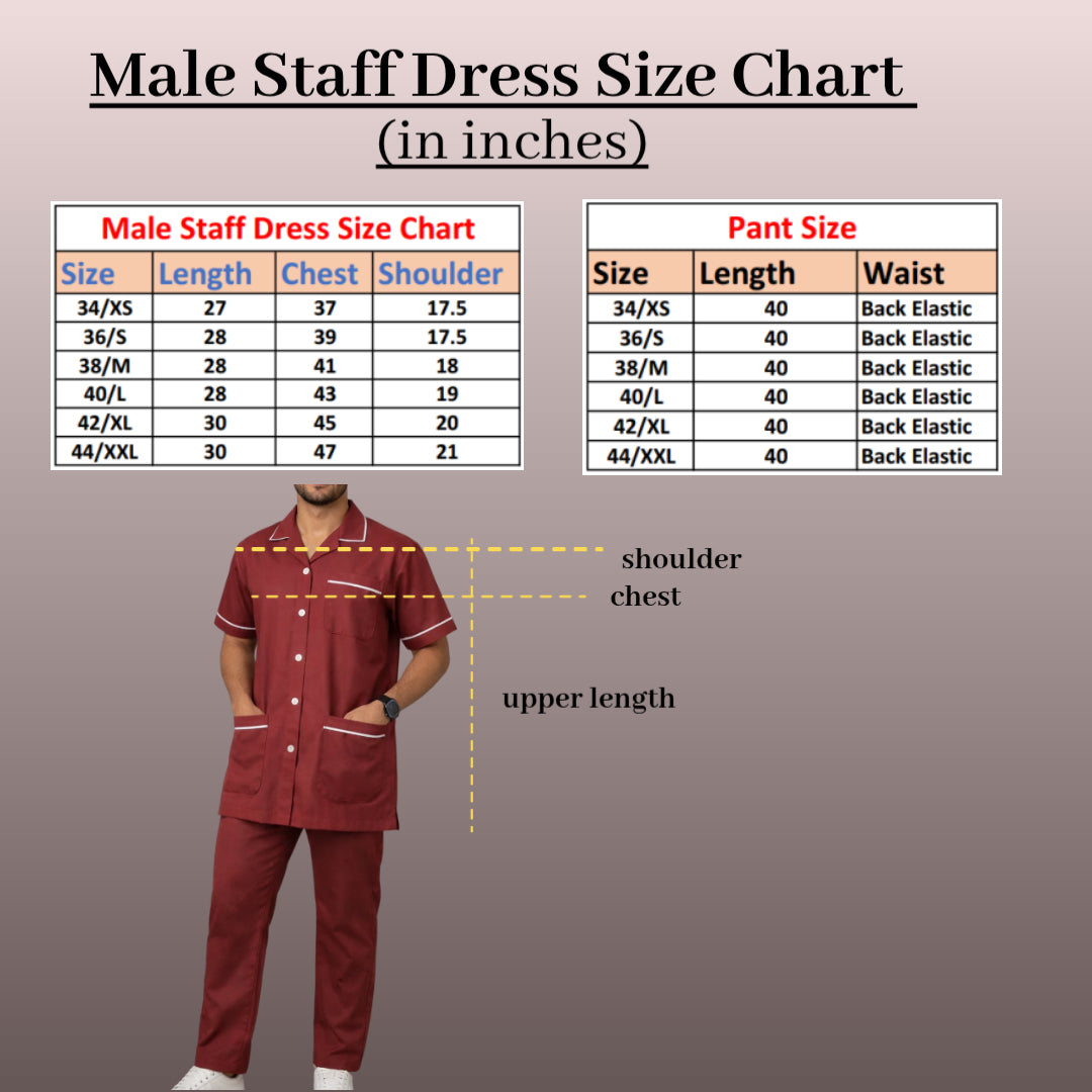 Beige Male Staff Uniform Set – Polycotton Shirt & Trouser | Size (S-2XL)