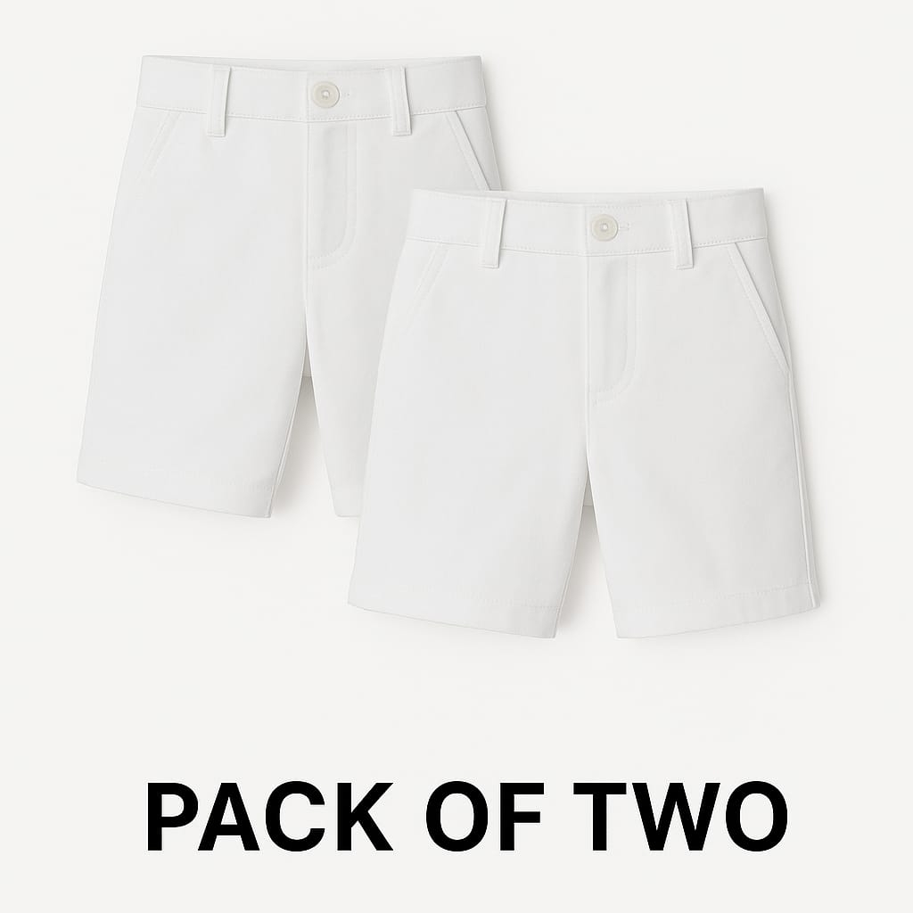 Grogoo-lifestyle White Pant | Half Pant | School Pant | Sizes (22-34) | Pack Of 2