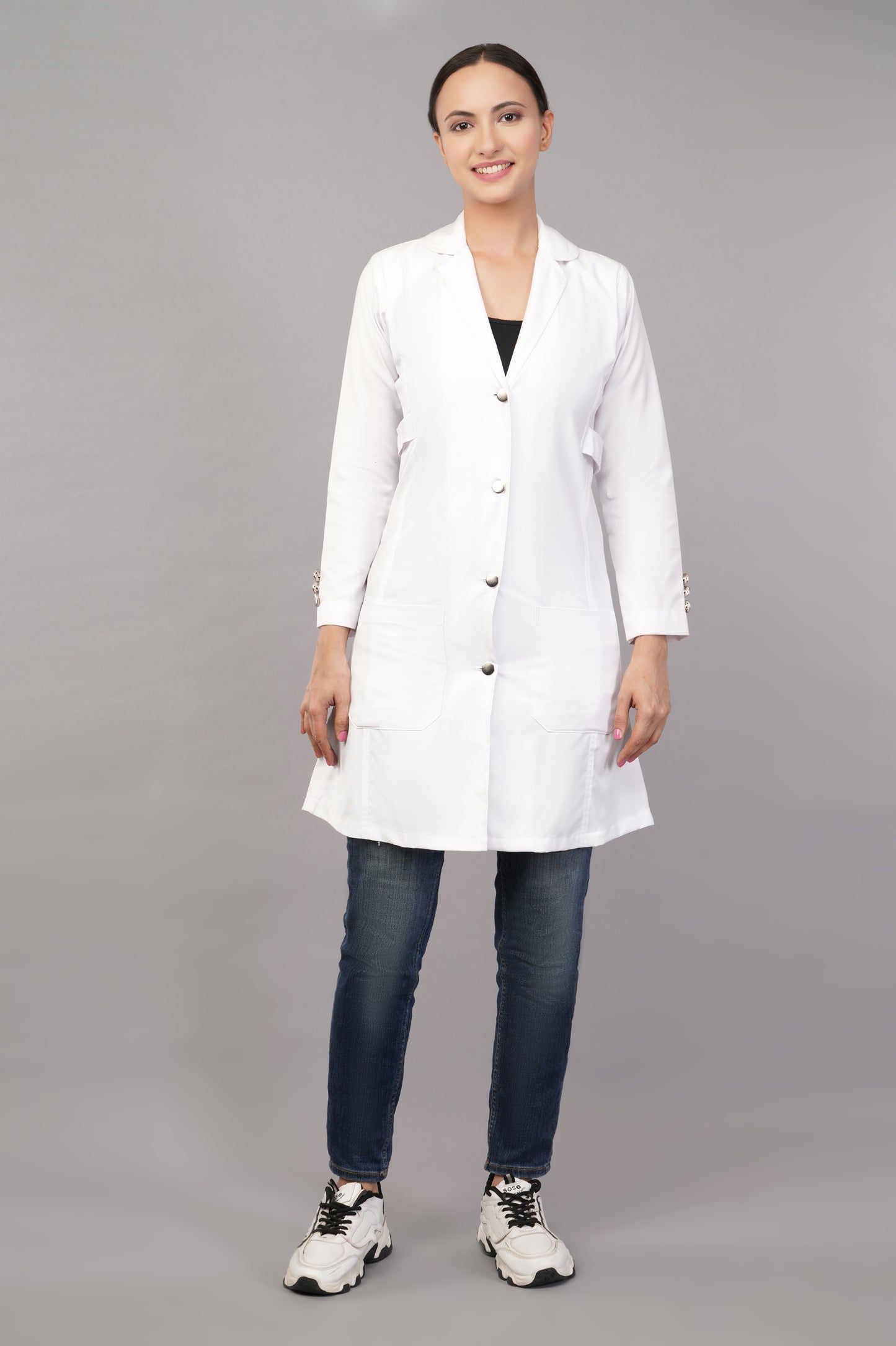 Hangerage Female Doctor Coat | Unisex | Stylish, Comfortable | Full Sleeves | Ideal For Health care Professionals | Sizes XS - 2XL