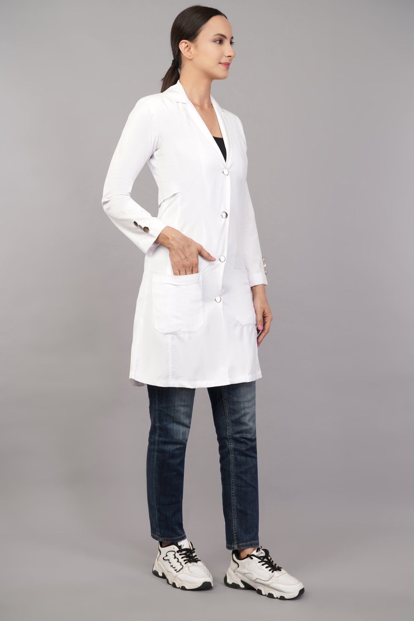 Hangerage Female Doctor Coat | Unisex | Stylish, Comfortable | Full Sleeves | Ideal For Health care Professionals | Sizes XS - 2XL