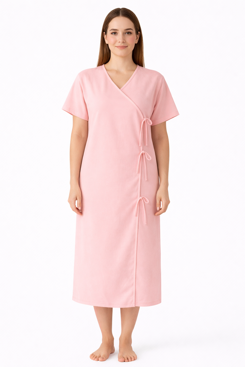 Peach Front-Open Patient Gown | Unisex | Free Size | Comfortable, Accessible, and Durable