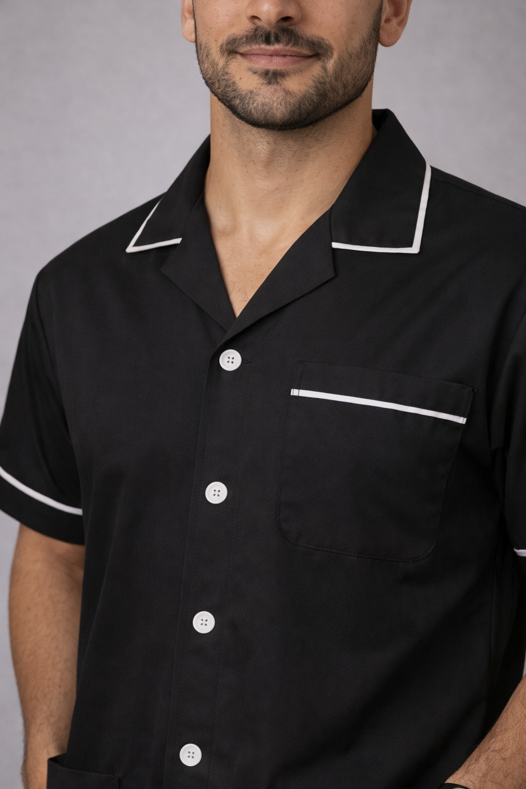 Male Staff Dress || Polycotton, Stylish, Comfortable | Half Sleeves | Uniform For Healthcare Professionals | Color (Black) Sizes S - 2XL