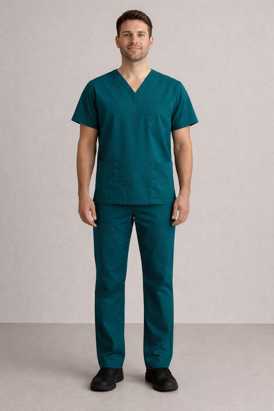 Male Premium Scrub Suits | Polycotton, Stylish, Comfortable | Ideal For Health care Professionals | Color ( Turquoise Blue ) Sizes S-2XL