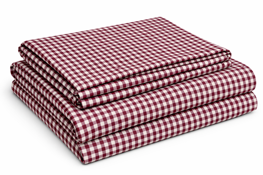 Maroon Checked Hospital Bed Sheet with Pillow Cover– Soft, Breathable & Durable | Size (57 X 90 inches) | Pack Of 2
