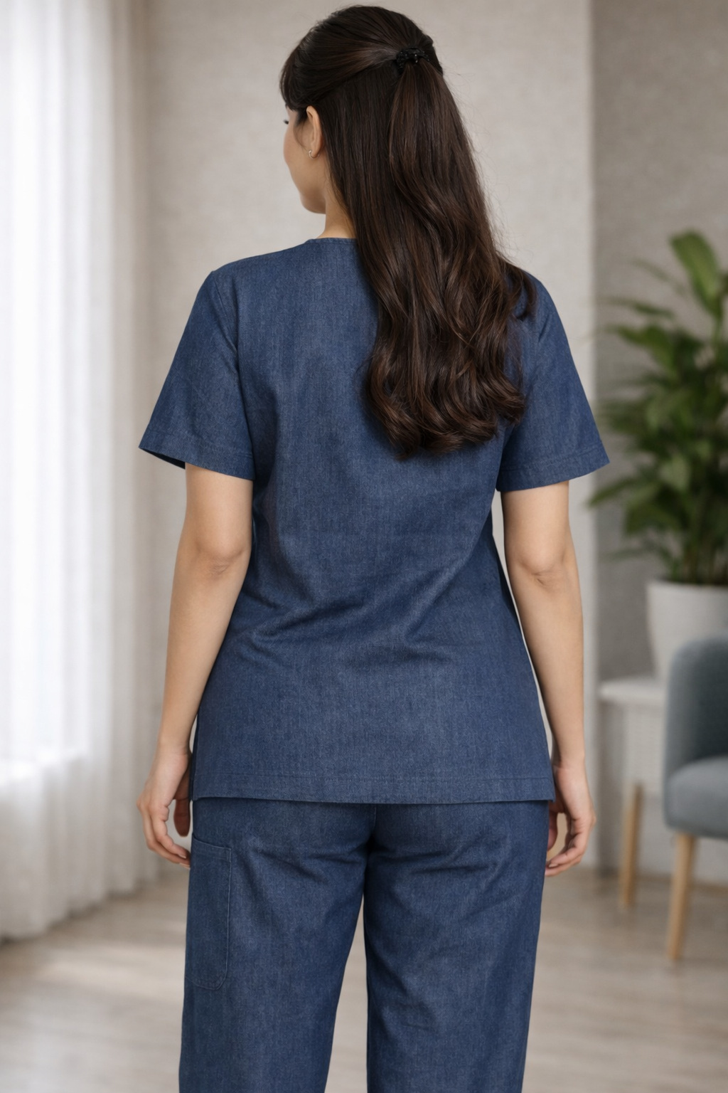 Premium Female Denim Scrub Set | V-Neck Top with 3-Pockets | Ideal for doctors, dentists, vets, nurses & healthcare professionals