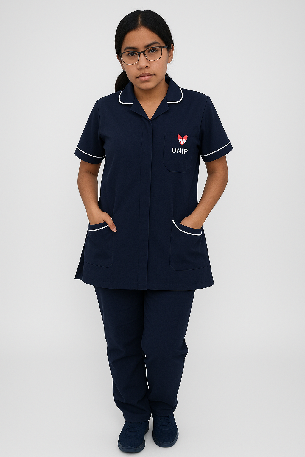 Hangerage Staff Uniform | Unisex | Navy Blue with White Accents (Shirt & Pant Set)