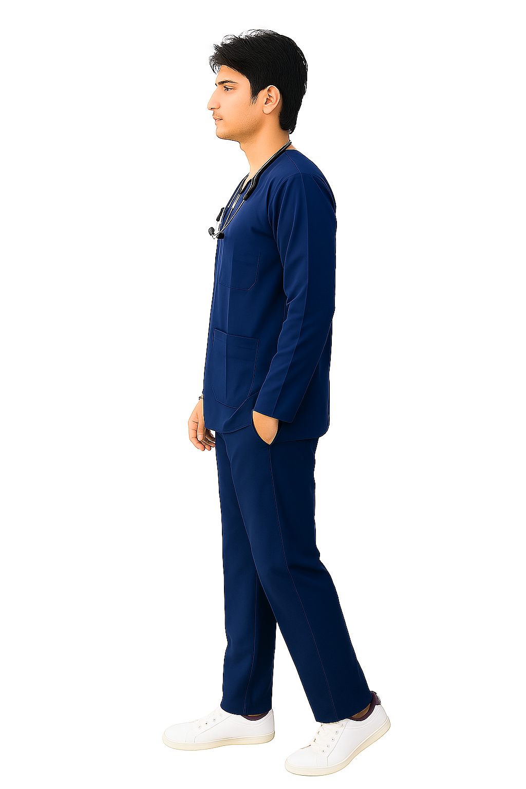 Premium Male Full Sleeve Scrub |  Navy Blue Color | V Neck | Doctor & Medical Uniform for Men | Hospital & Clinic Wear