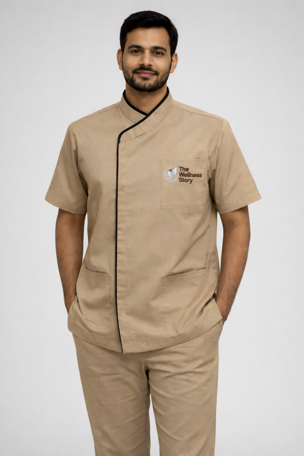 Beige Male Staff Uniform Set –  Polycotton Shirt & Trouser | Size (S-2XL)
