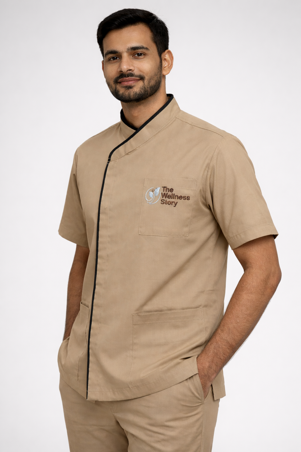 Beige Male Staff Uniform Set –  Polycotton Shirt & Trouser | Size (S-2XL)