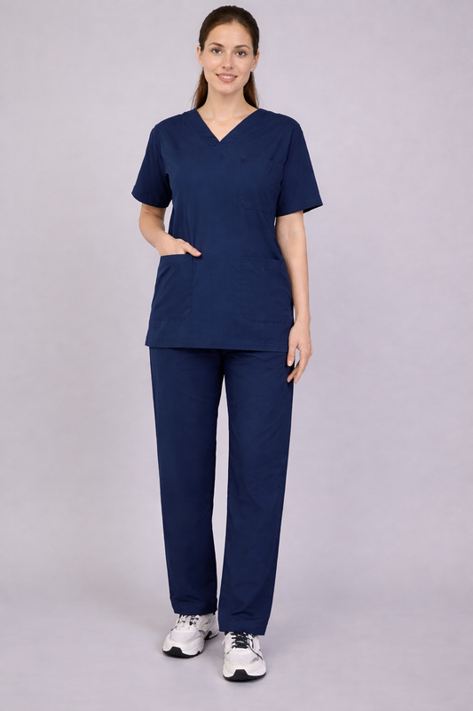 Premium Female Scrub Suits | V neck | Polycotton, Stylish, Comfortable | Half Sleeves | Ideal For Health care Professionals | Color (Ocean Blue) Sizes XS-2XL