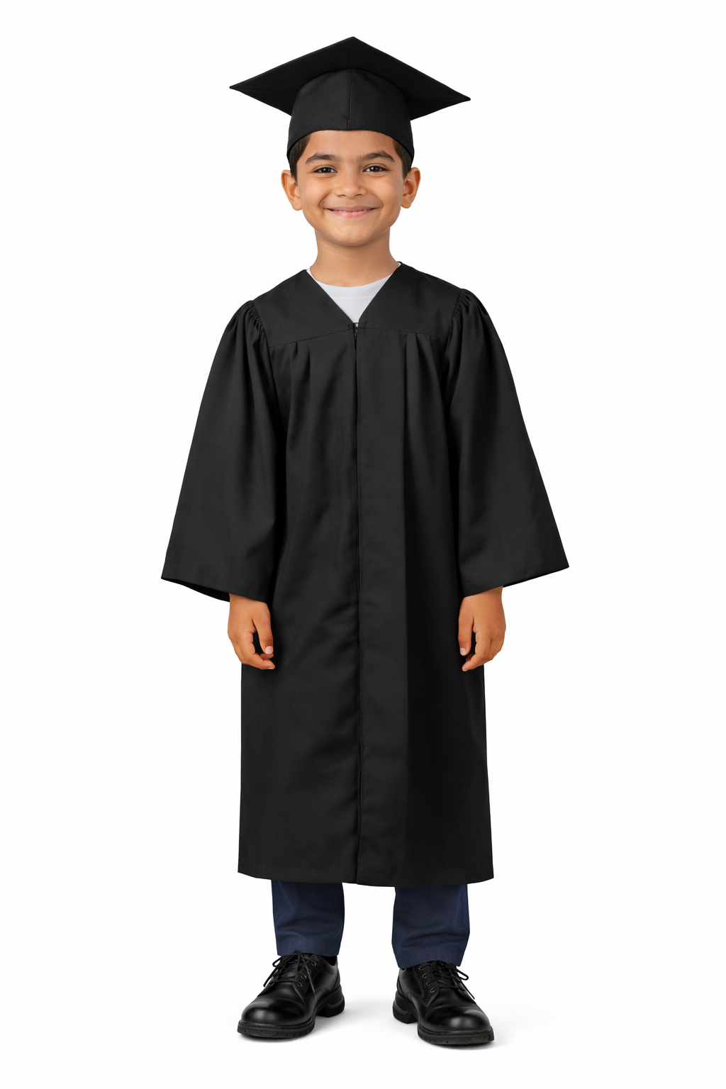 Kids Graduation Convocation Gown Set – Black Gown with Cap
