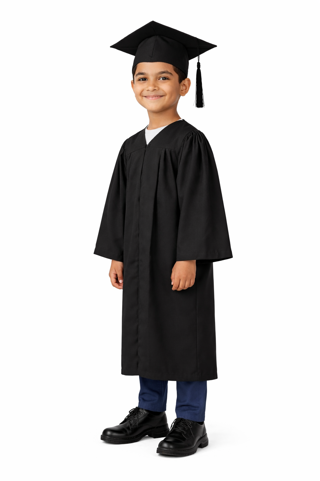Kids Graduation Convocation Gown Set – Black Gown with Cap