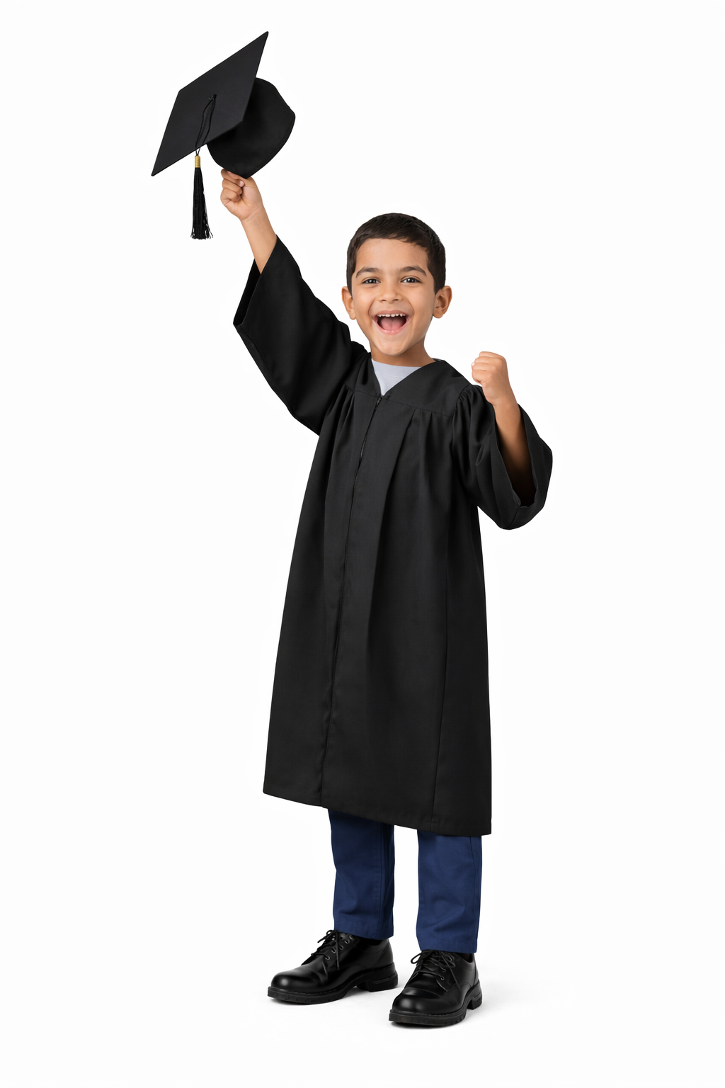 Kids Graduation Convocation Gown Set – Black Gown with Cap