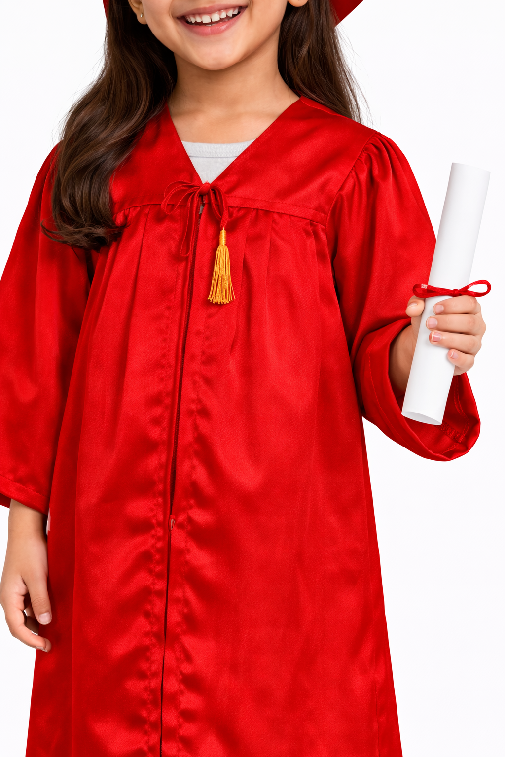 Red Kids Convocation Graduation Gown with Cap