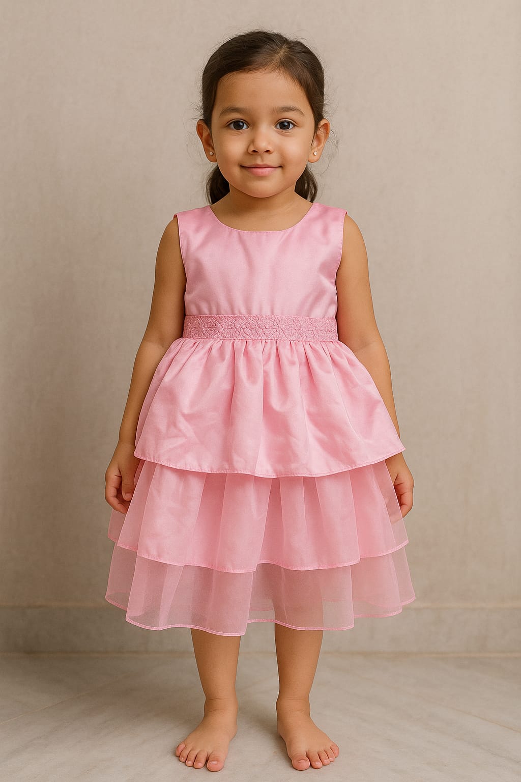 Grogoo-lifestyle pink layered Party Dress for Girls – School Function Costume