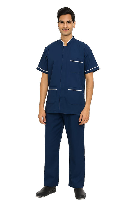 Hangerage Male Staff Uniform | Unisex | Turquoise Blue with white Accents (Shirt & Pant Set)
