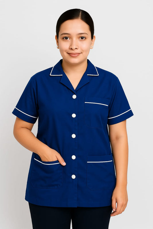 Hangerage Staff Apron | Unisex | Stylish, Comfortable | Half Sleeves | Ideal For Health care Professionals | Color (Royal  Blue) Sizes(S-2XL)