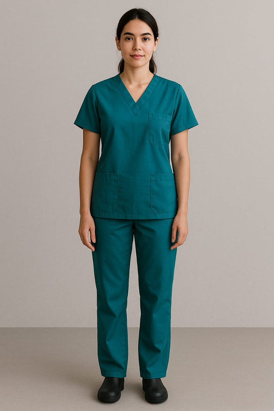 Hangerage Premium Scrub Suits | Unisex | Polycotton, Stylish, Comfortable | Half Sleeves | Ideal For Health care Professionals | Color ( Turquoise Blue ) Sizes S-2XL