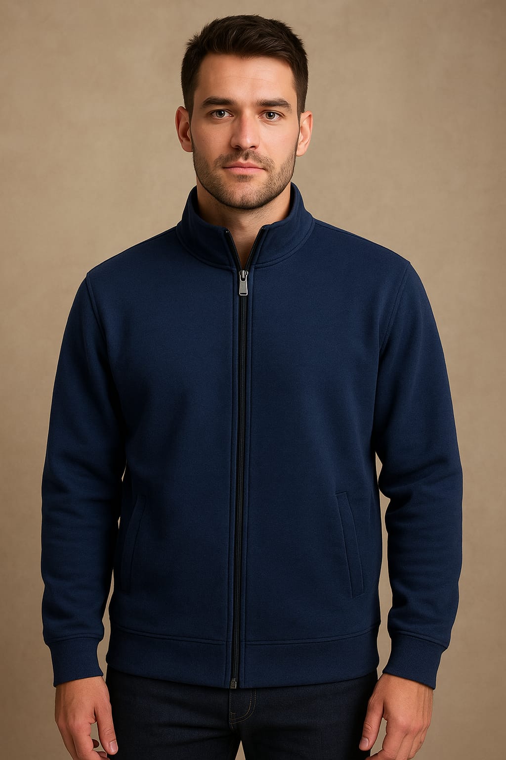 Hangerage Navy Blue Fleece Winter Jacket | Unisex | 2-side Pockets | Sizes (S-XXL)