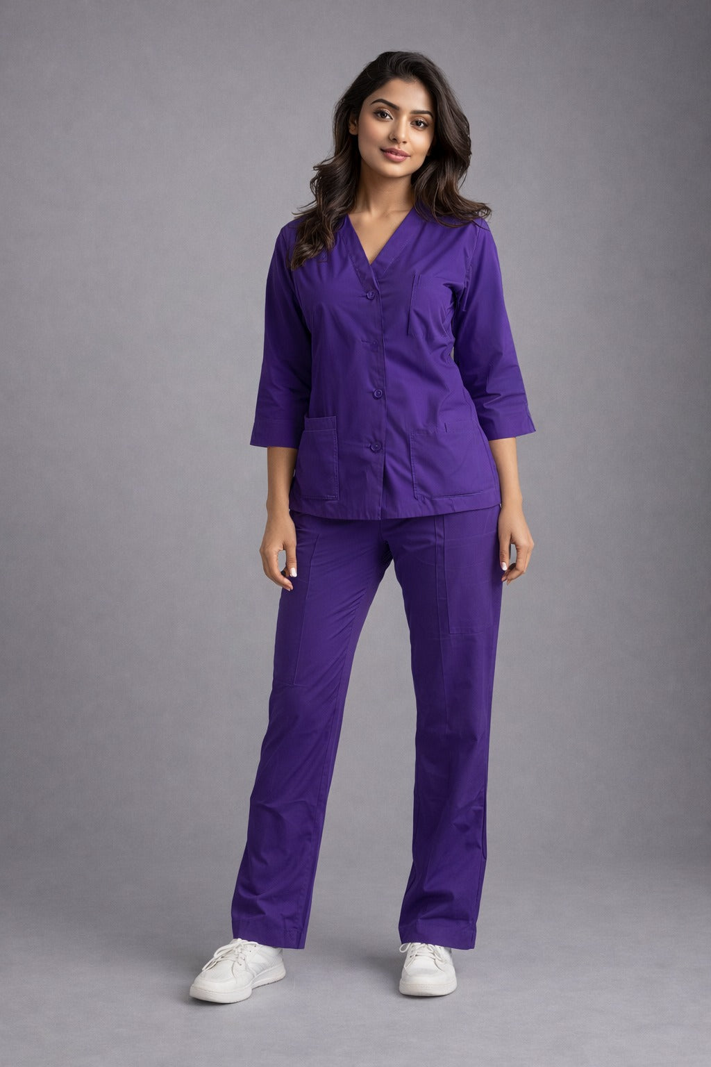 Elite Purple Medical Scrub Set for Women – SPUN Fabric | Comfortable | V-Neck Top & Touser | Soft Breathable Fabric, Professional Workwear (Copy)