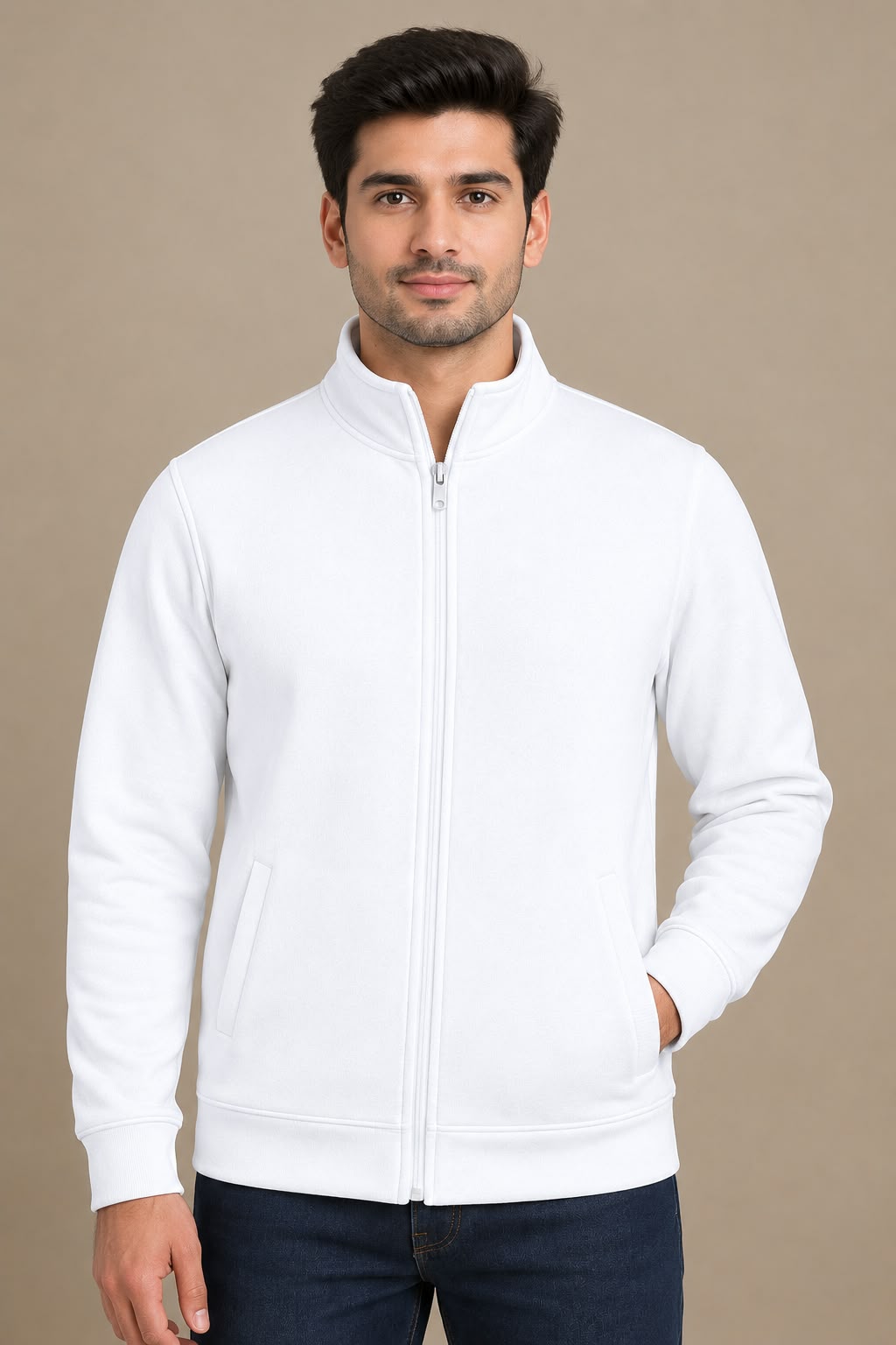 Hangerage White Fleece Winter Jacket | Unisex | 2-side Pockets | Sizes (S-XXL)