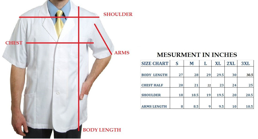 Hangerage White Staff Apron | Unisex_3-Pocket Apron | Half Sleeves | V Neck | style with Contrast sky blue Strip | Comfortable | Durable | Uniform for Medical Professionals (Staff & Nursing)