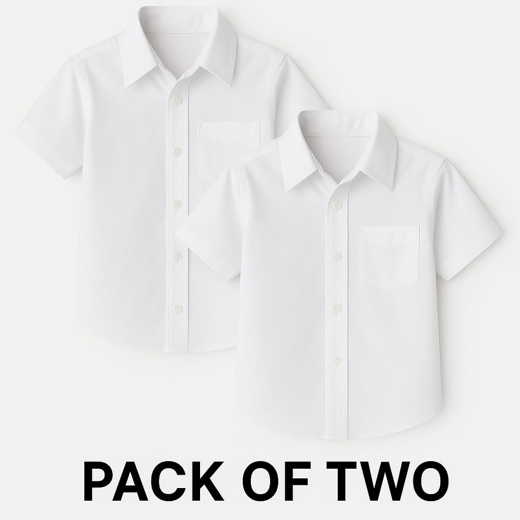 Grogoo-lifestyle white shirt | Half Sleeves | Sizes(22-42) | Pack Of 2
