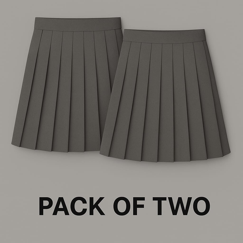 Grogoo-lifestyle Grey Skirt | Pleated Grey Skirt | School Skirt | Sizes (22-38) | Pack Of 2