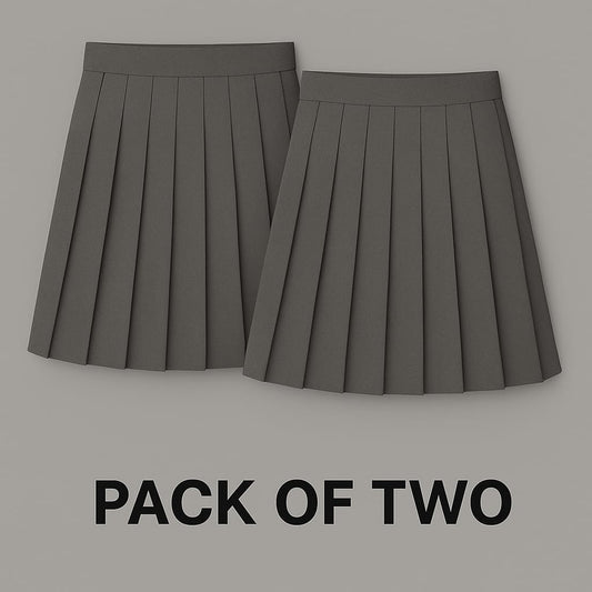 Grogoo-lifestyle Grey Skirt | Pleated Grey Skirt | School Skirt | Sizes (22-38) | Pack Of 2