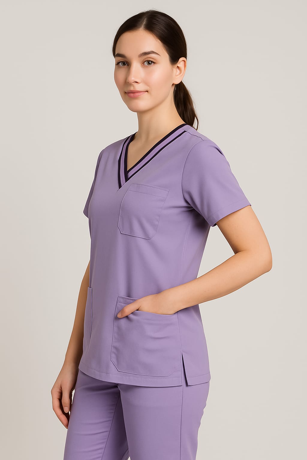 Hangerage Premium Scrub Set | Unisex Scrub Set | Half Sleeves | Lavender with double-layered contrast Trim | Ideal For Health Care Professional | Color (Lavender) | Sizes (S-2XL)