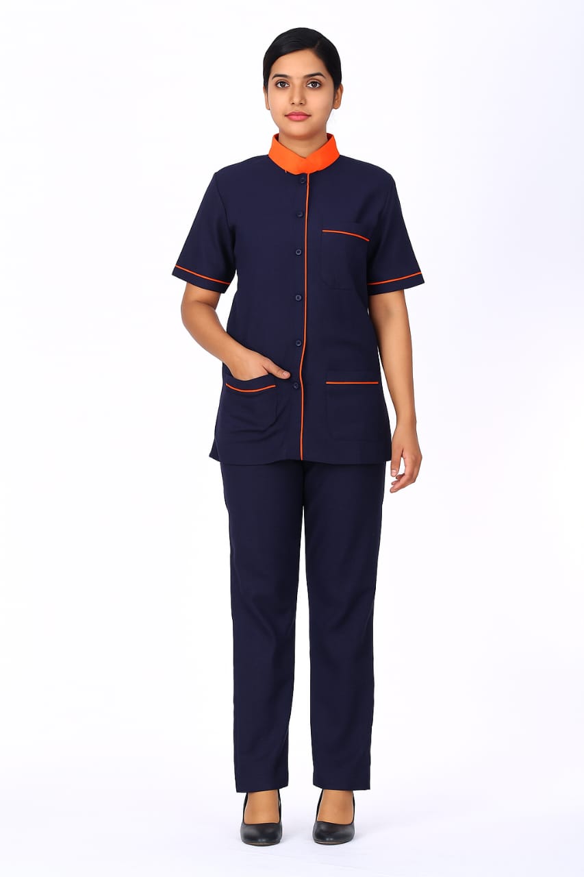 Hangerage  Staff Uniform | Unisex | Navy Blue with Orange Trim (Polycotton)