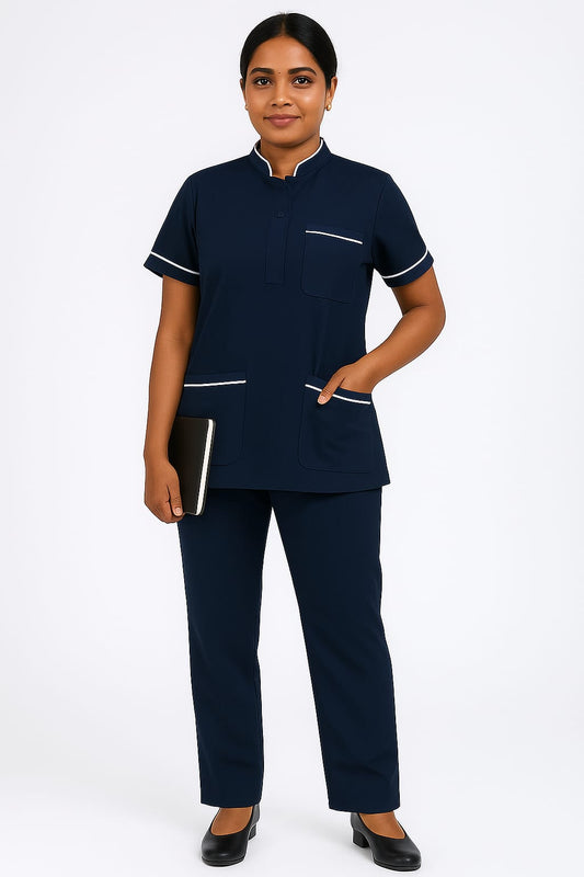 Hangerage Female Staff Uniform | Unisex | Turquoise Blue with white Accents (Shirt & Pant Set) (Copy)